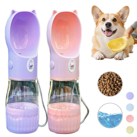 2-in-1 Portable Dog Water Bottle: Leak-Proof Travel Bowl with Integrated Food Container