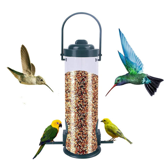 Automatic Bird Feeder: Outdoor Food Dispenser with Multi-Hole Perch for Small Birds