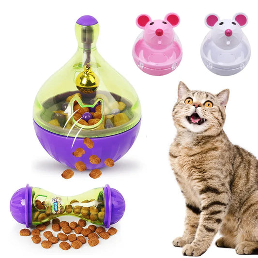 Interactive Cat Treat Dispenser Toy: Mouse-Shaped Rotating Food Puzzle