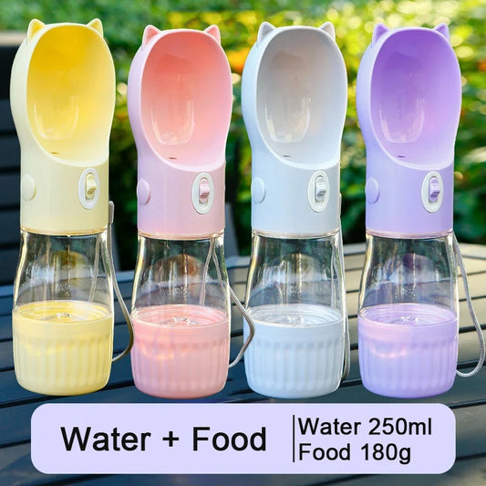 2-in-1 Portable Dog Water Bottle: Leak-Proof Travel Bowl with Integrated Food Container