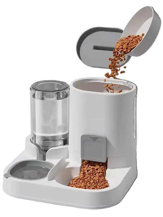 2-in-1 Cat and Dog Feeder: Automatic Water Dispenser and Food Bowl Set