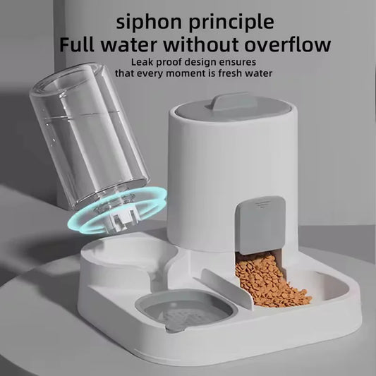 2-in-1 Cat and Dog Feeder: Automatic Water Dispenser and Food Bowl Set