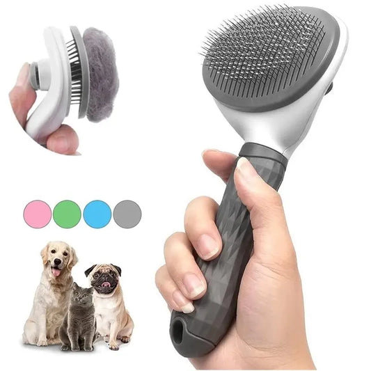 Self-Cleaning Slicker Brush for Dogs and Cats: Easy Hair Remover & Grooming Tool